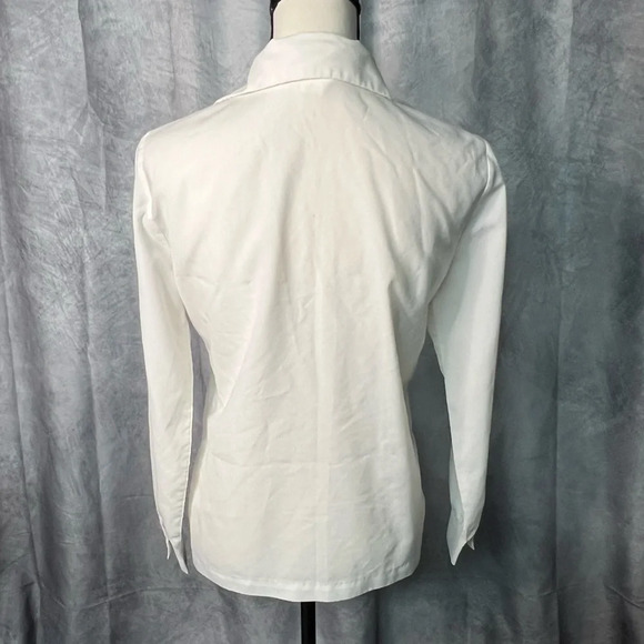 Lee Mar Pageant Vintage 1970s Ivory Blouse with Embrioidered Floral Cutouts - Picture 5 of 11